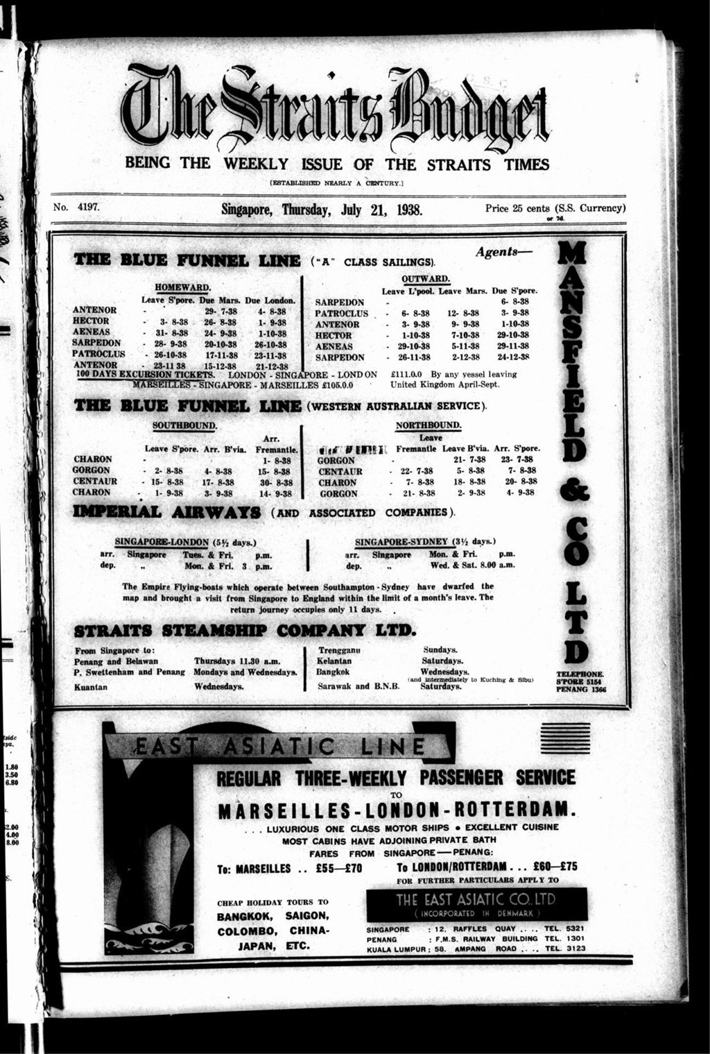 Miniature of Straits Budget 21 July 1938