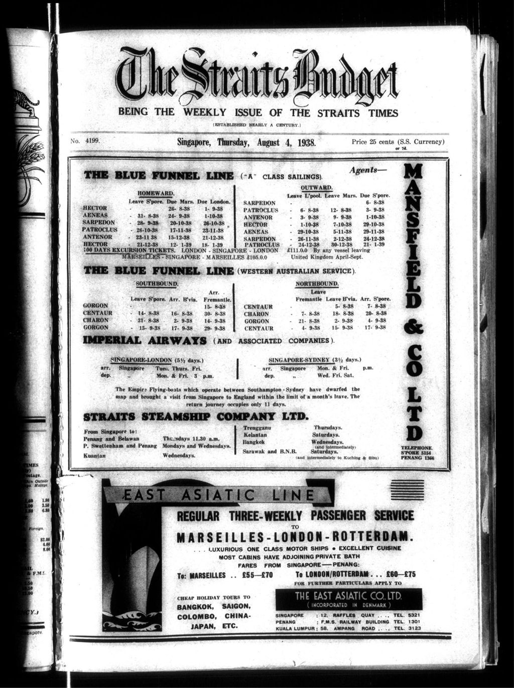 Miniature of Straits Budget 04 August 1938