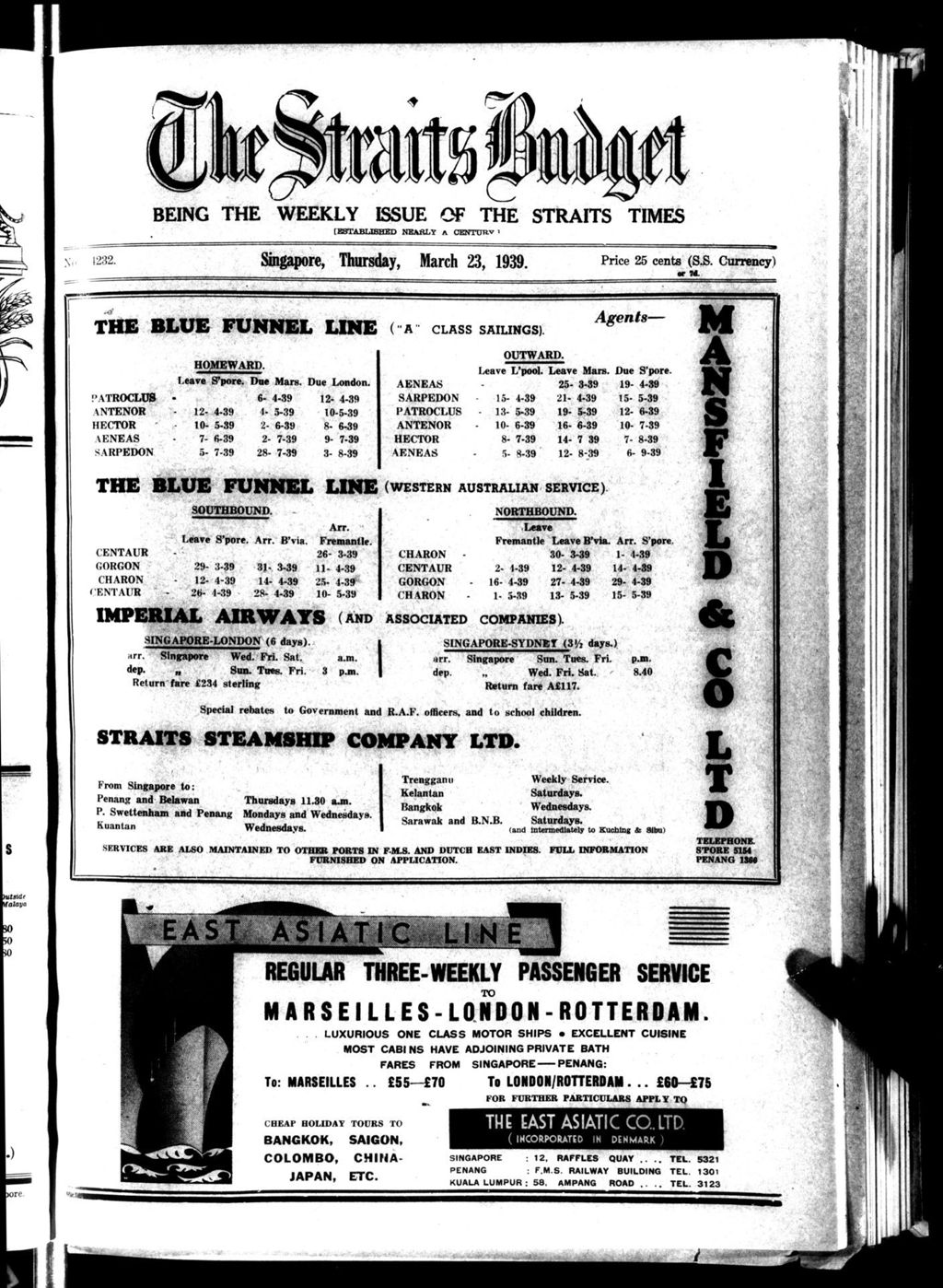 Miniature of Straits Budget 23 March 1939