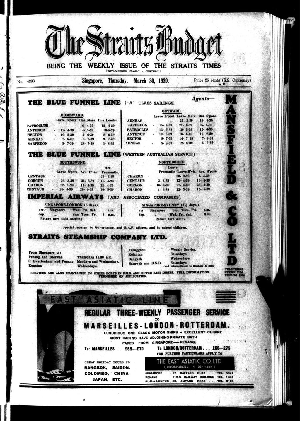 Miniature of Straits Budget 30 March 1939