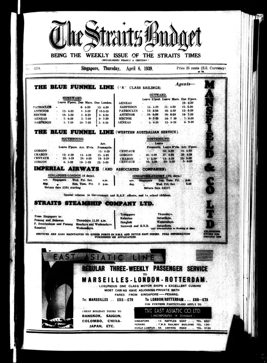 Miniature of Straits Budget 06 April 1939