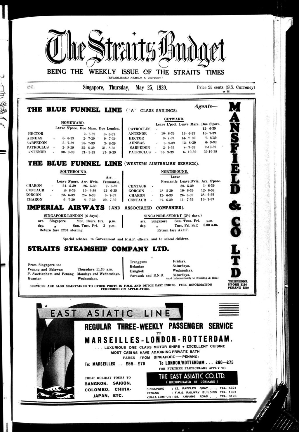 Miniature of Straits Budget 25 May 1939