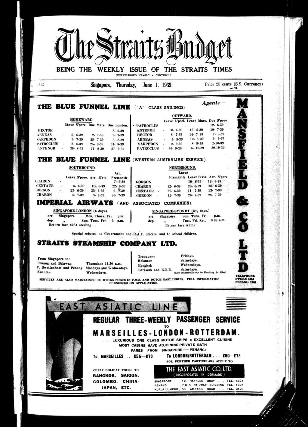 Miniature of Straits Budget 01 June 1939