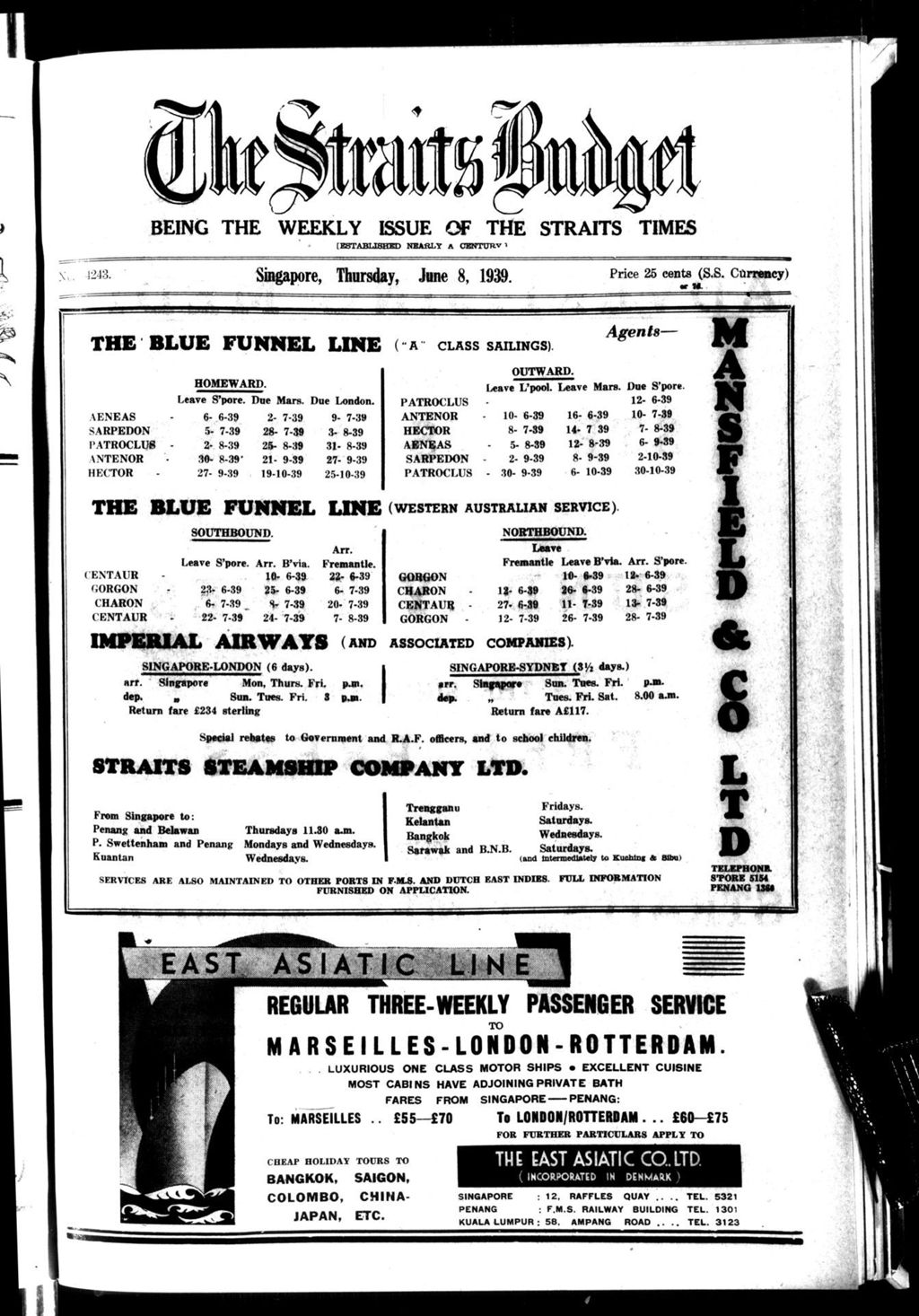 Miniature of Straits Budget 08 June 1939