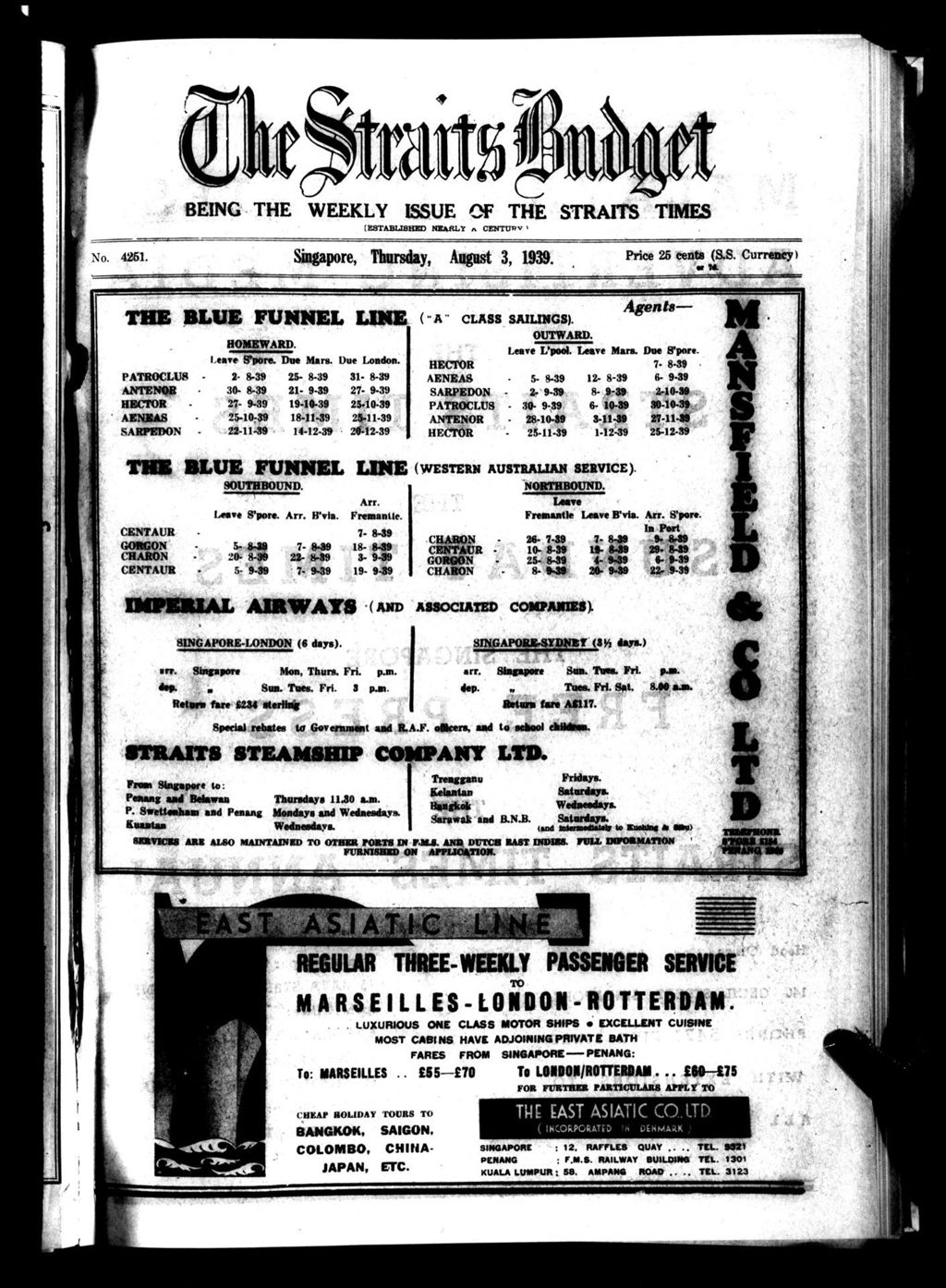 Miniature of Straits Budget 03 August 1939