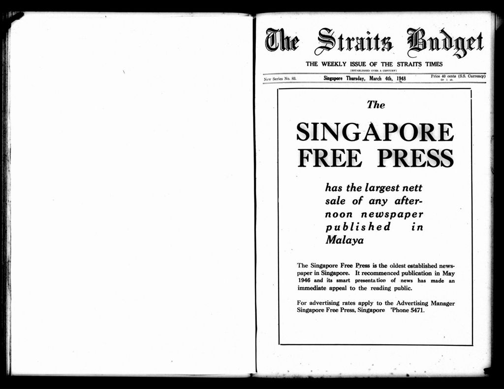 Miniature of Straits Budget 04 March 1948