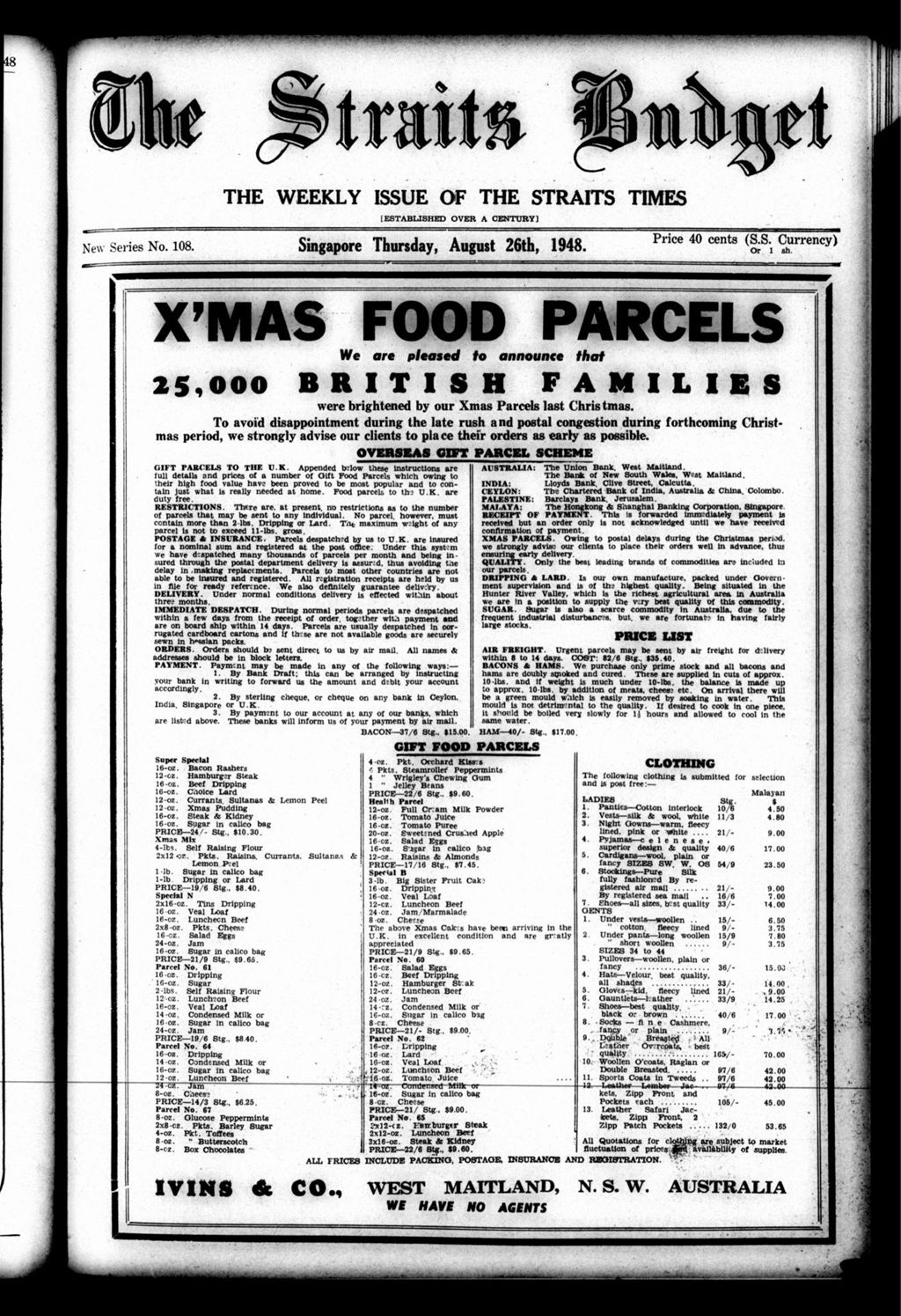 Miniature of Straits Budget 26 August 1948