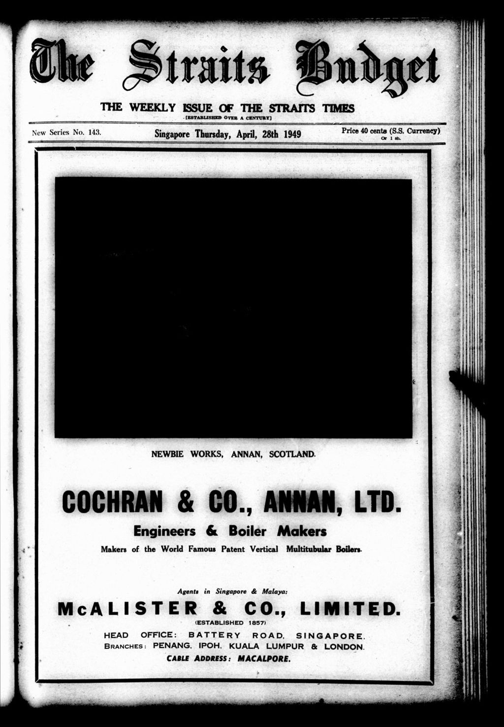 Miniature of Straits Budget 28 April 1949