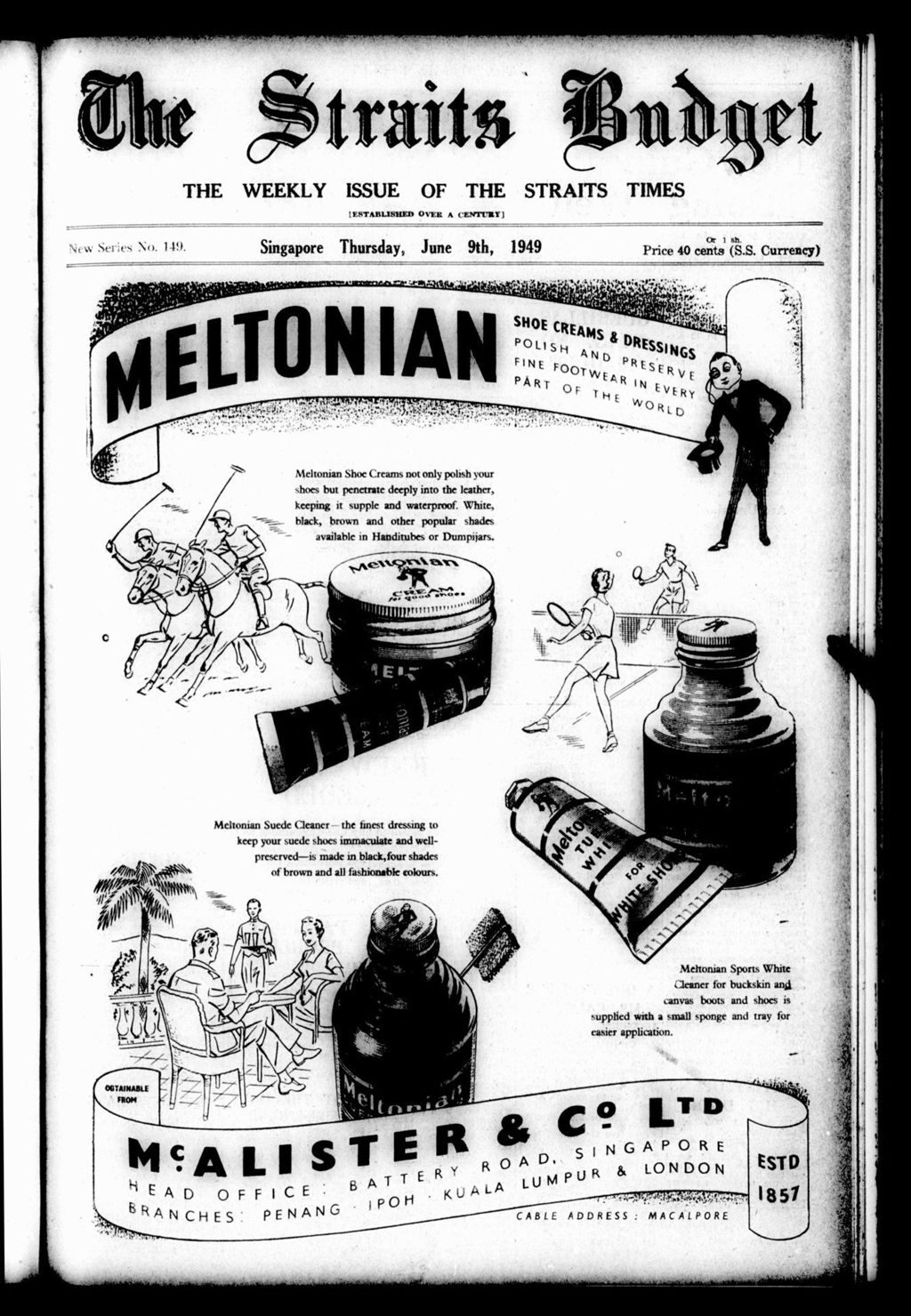Miniature of Straits Budget 09 June 1949