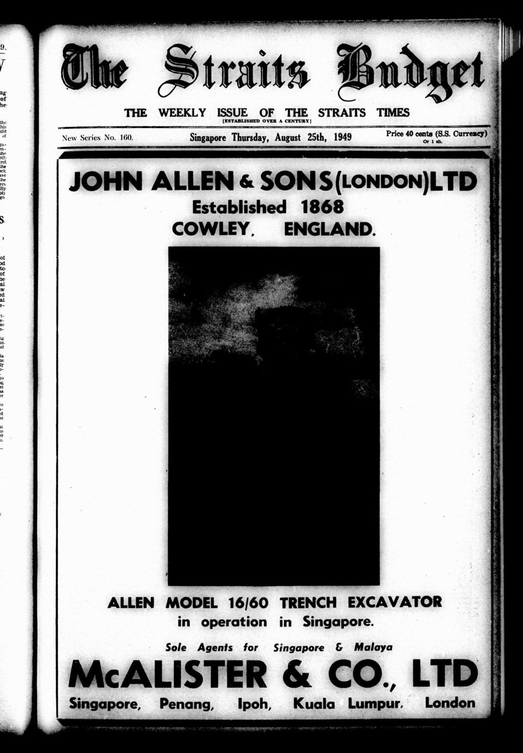 Miniature of Straits Budget 25 August 1949