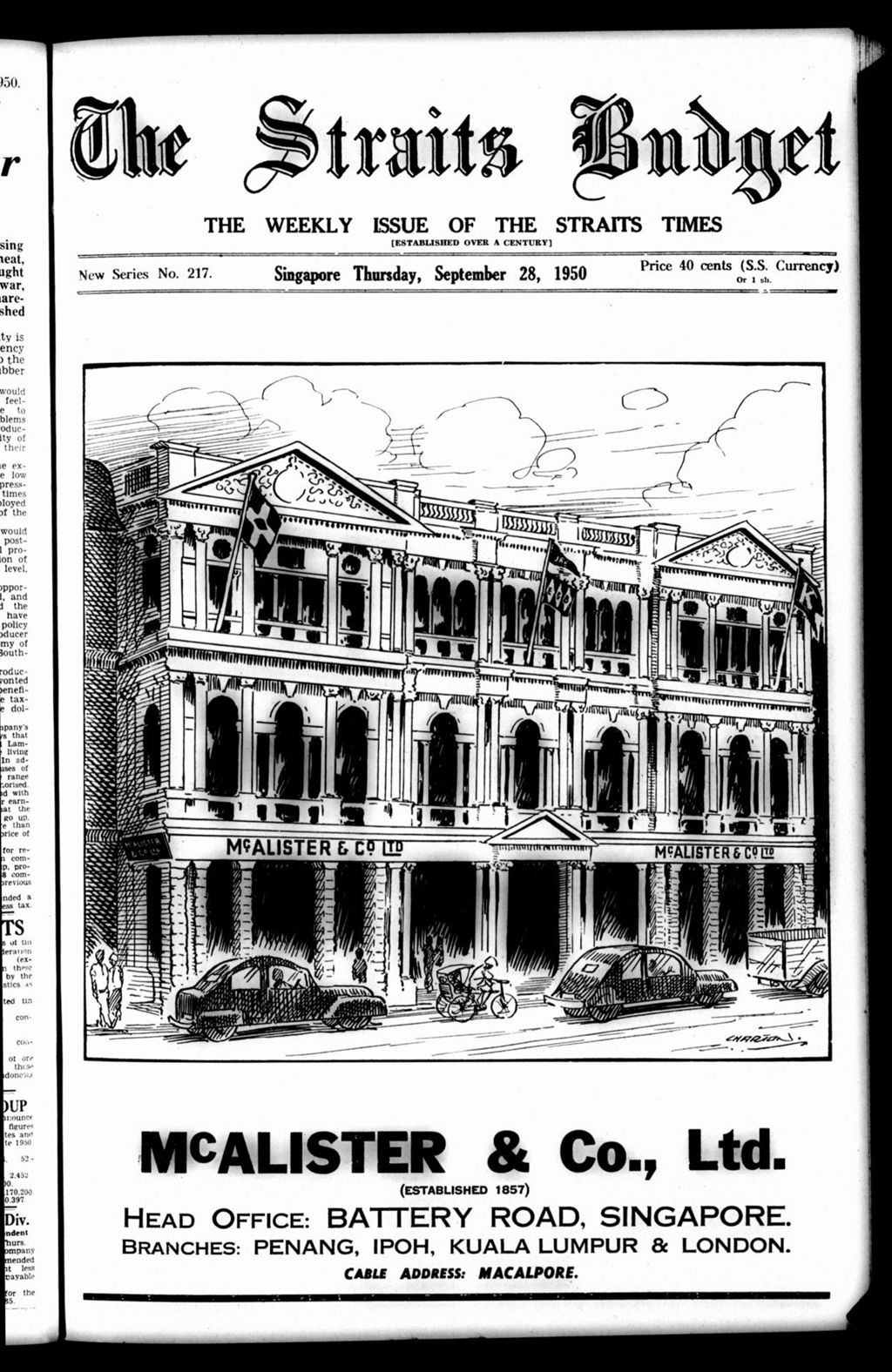 Miniature of Straits Budget 28 September 1950