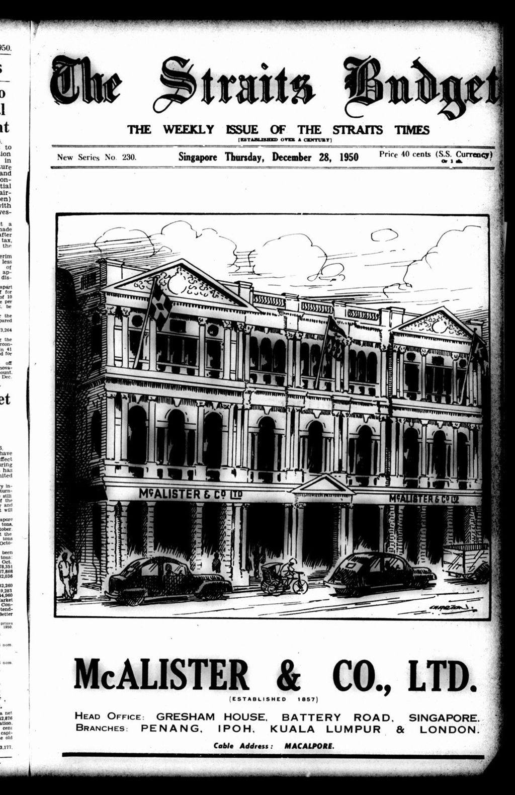 Miniature of Straits Budget 28 December 1950