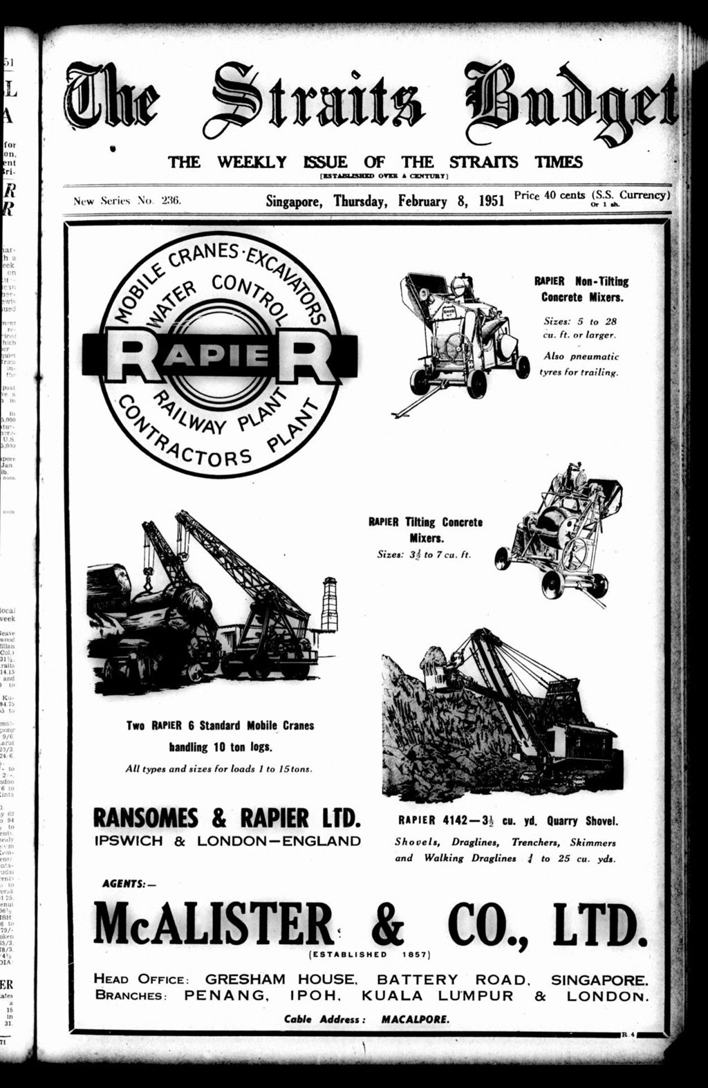 Miniature of Straits Budget 08 February 1951