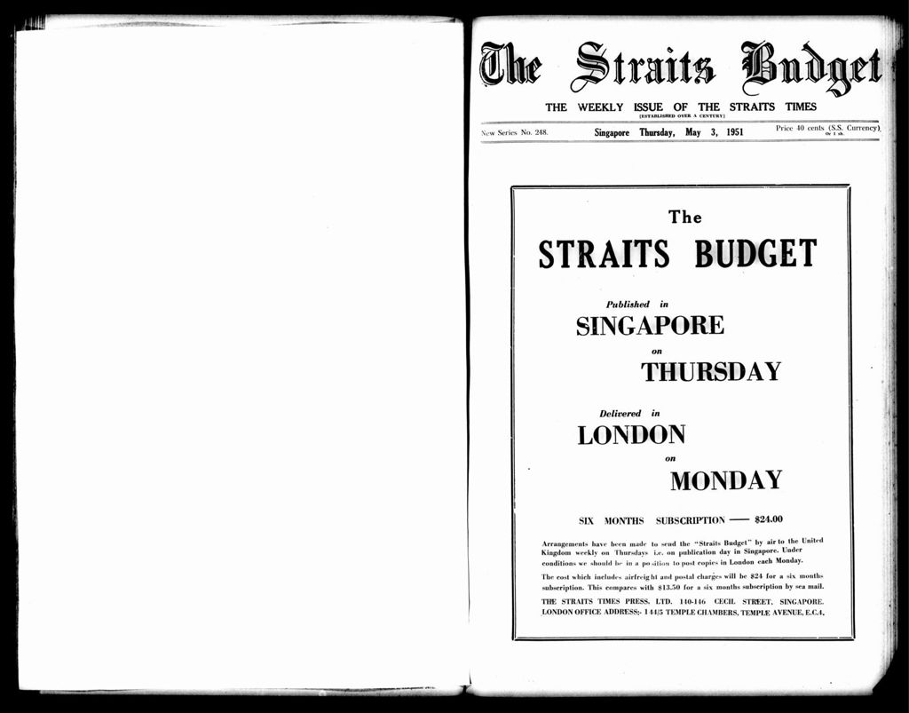 Miniature of Straits Budget 03 May 1951