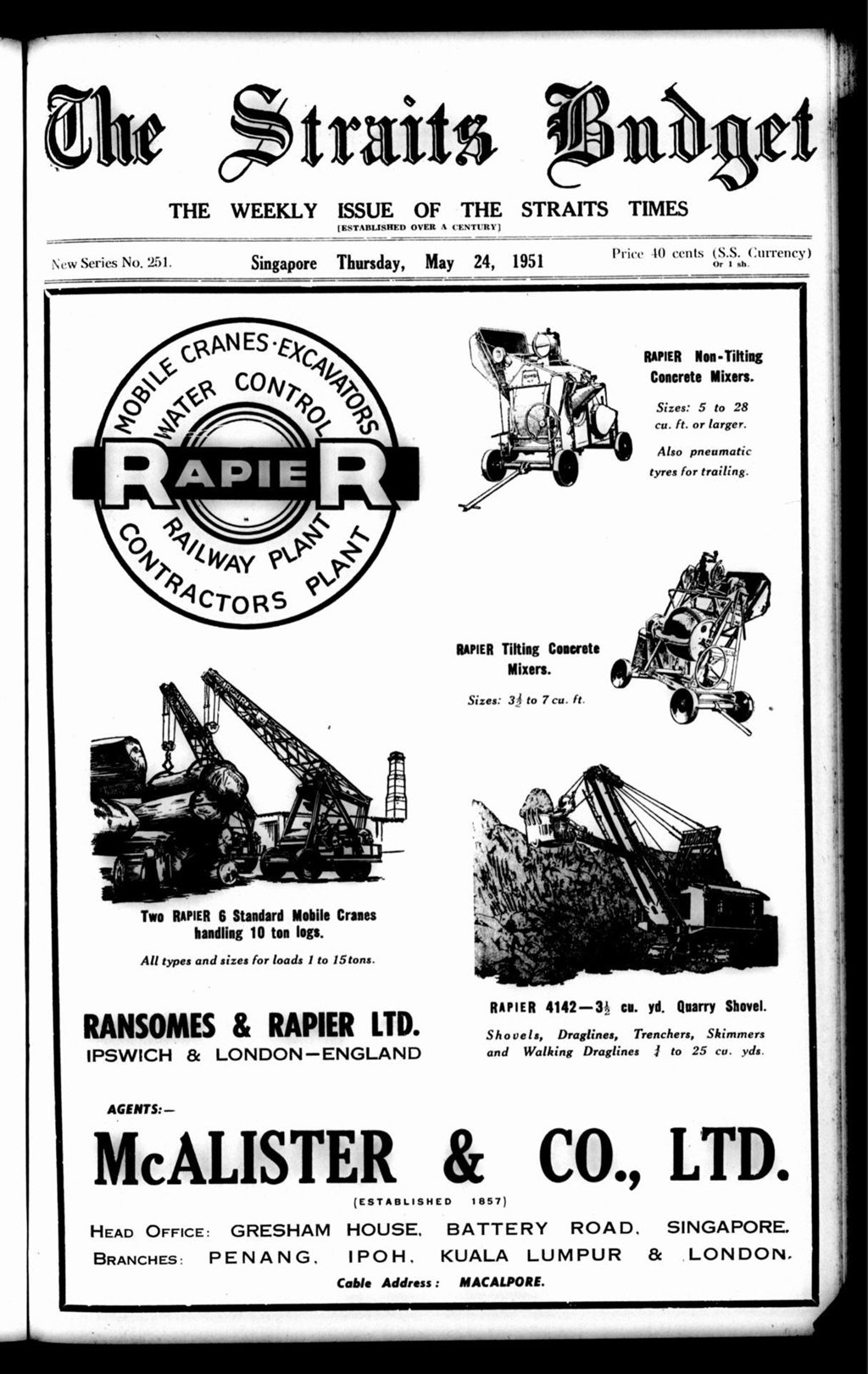 Miniature of Straits Budget 24 May 1951