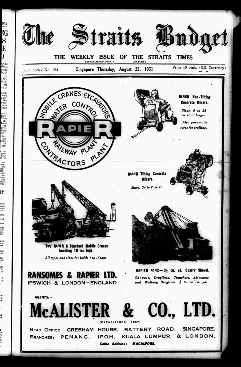 Miniature of Straits Budget 23 August 1951