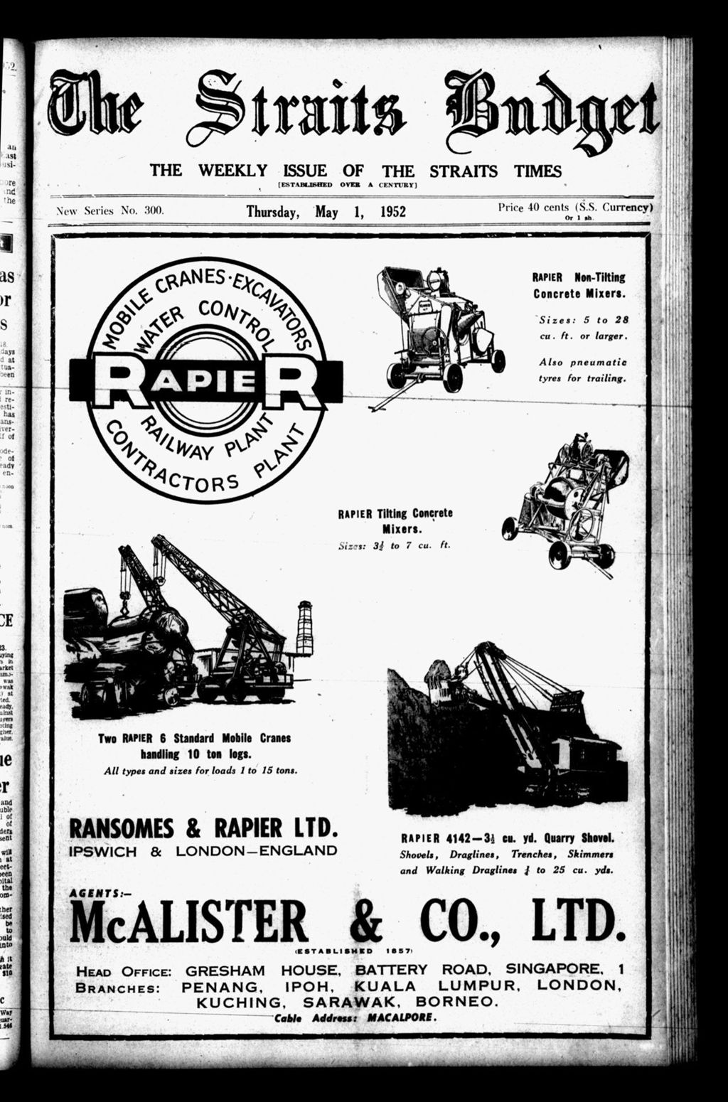 Miniature of Straits Budget 01 May 1952