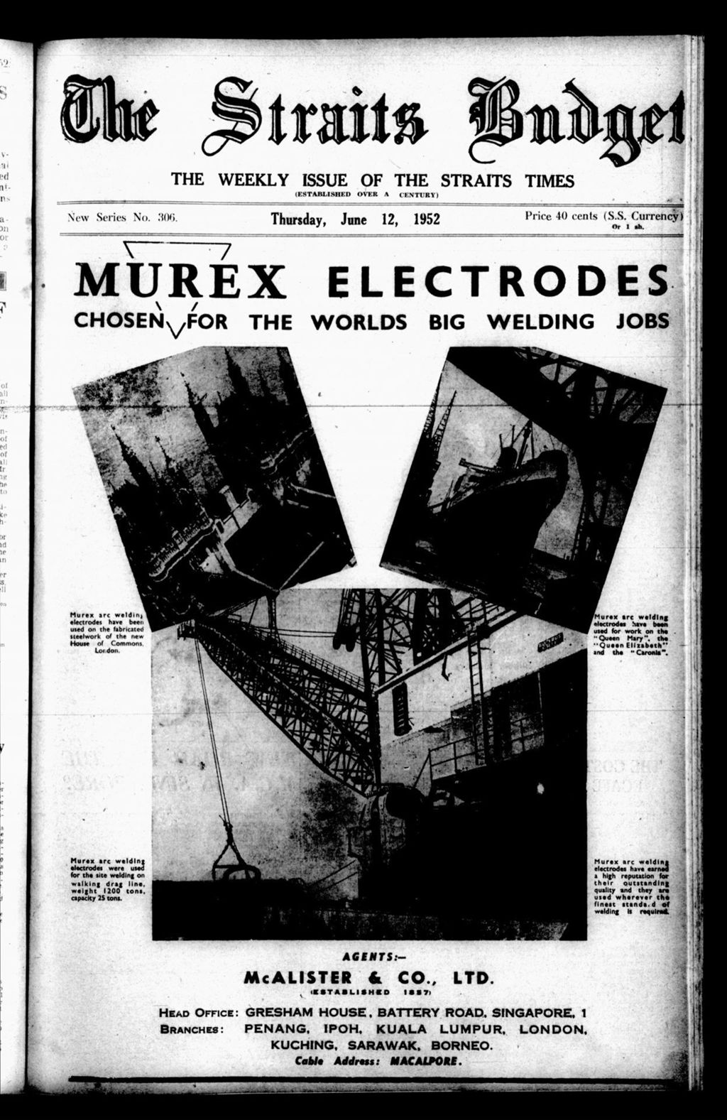 Miniature of Straits Budget 12 June 1952