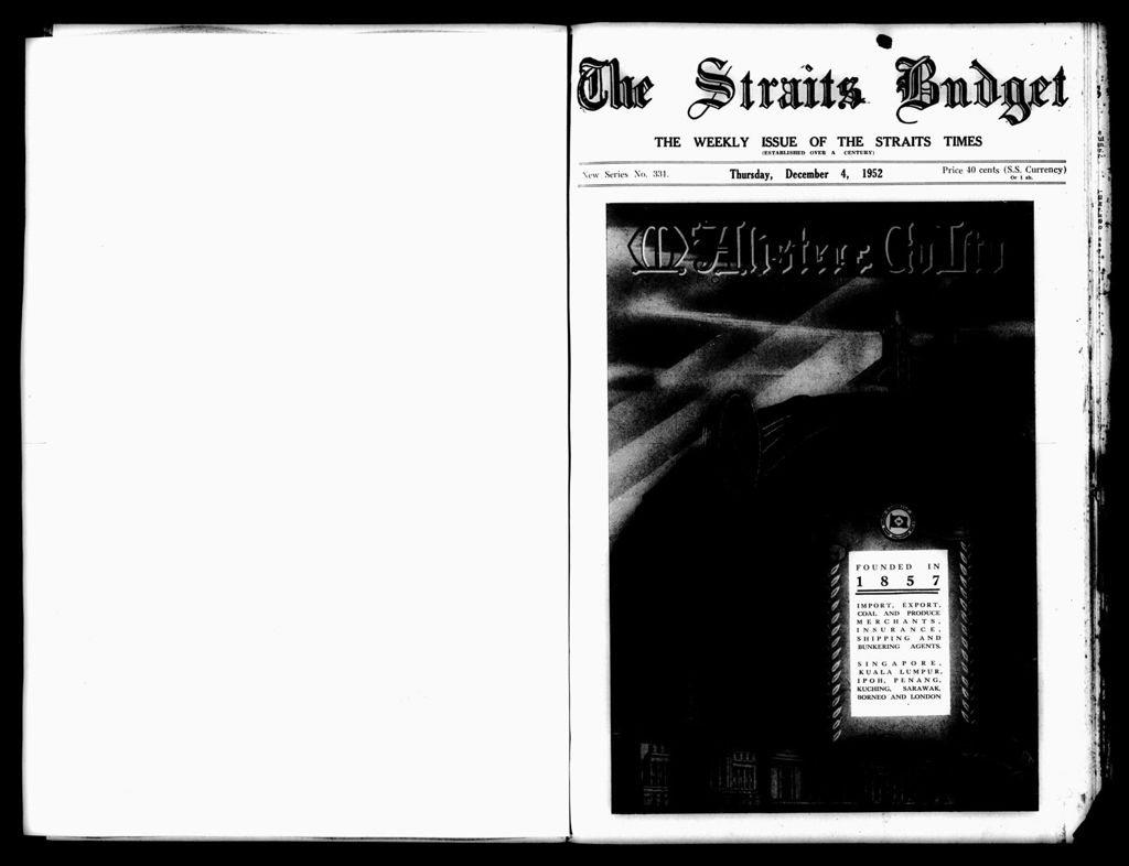 Miniature of Straits Budget 04 December 1952