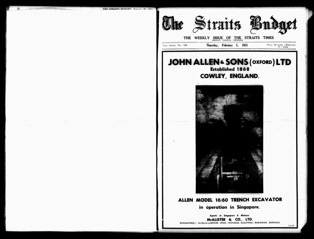 Miniature of Straits Budget 05 February 1953