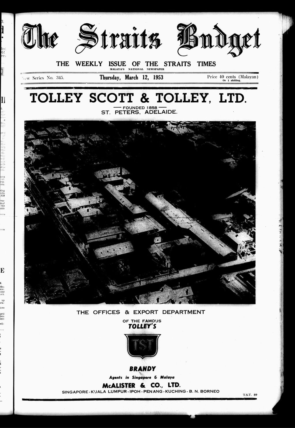 Miniature of Straits Budget 12 March 1953