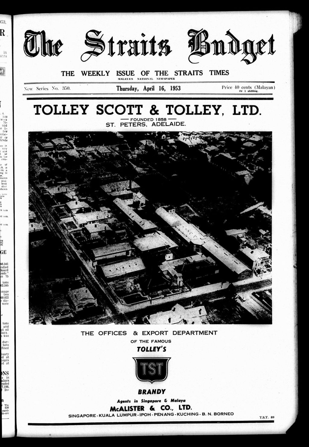 Miniature of Straits Budget 16 April 1953