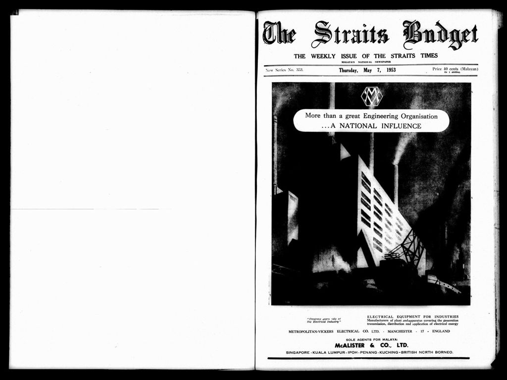 Miniature of Straits Budget 07 May 1953