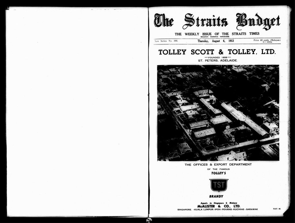 Miniature of Straits Budget 06 August 1953