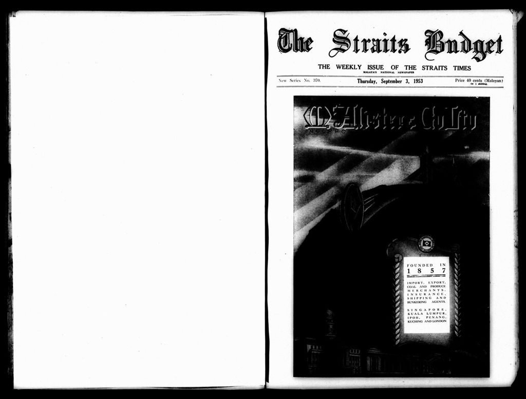 Miniature of Straits Budget 03 September 1953