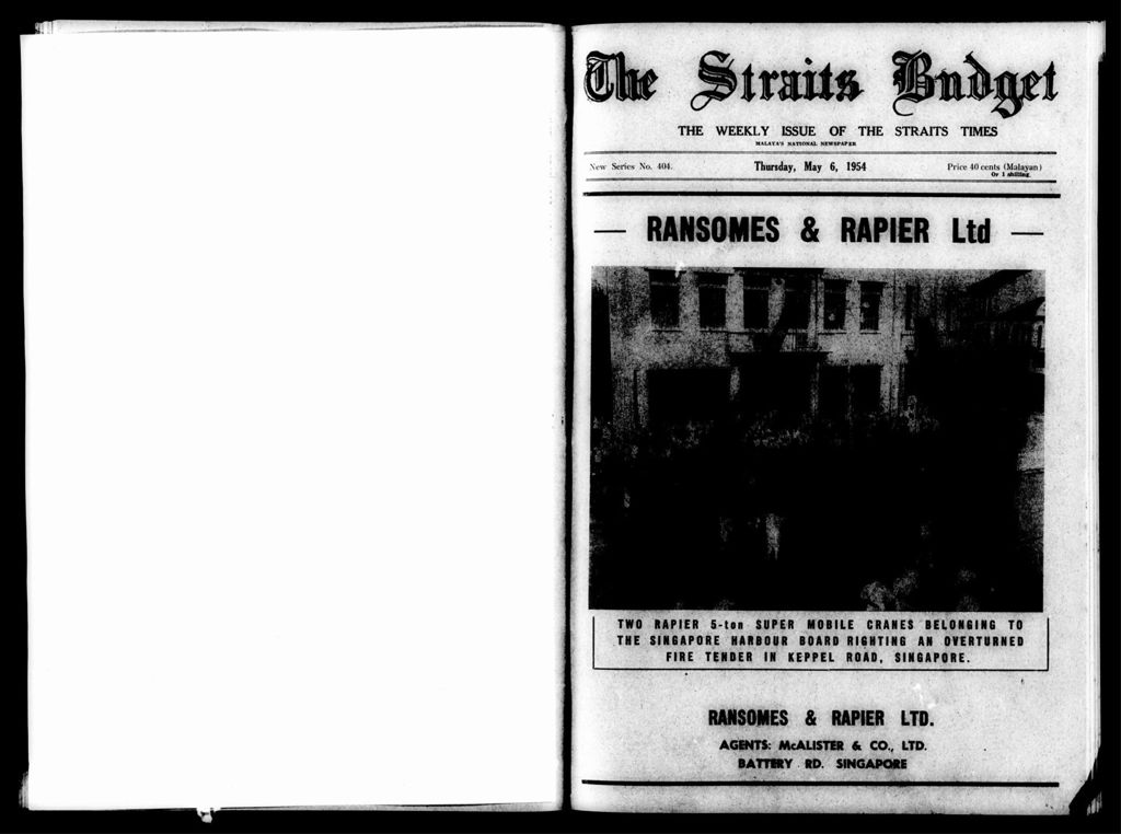 Miniature of Straits Budget 06 May 1954