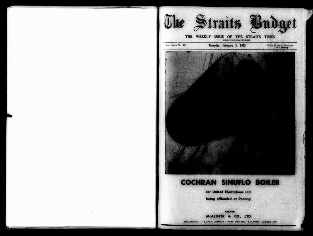 Miniature of Straits Budget 03 February 1955