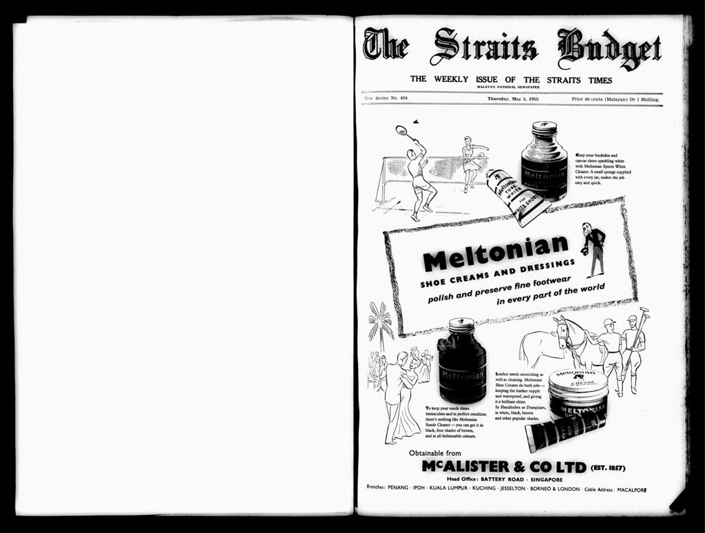 Miniature of Straits Budget 05 May 1955