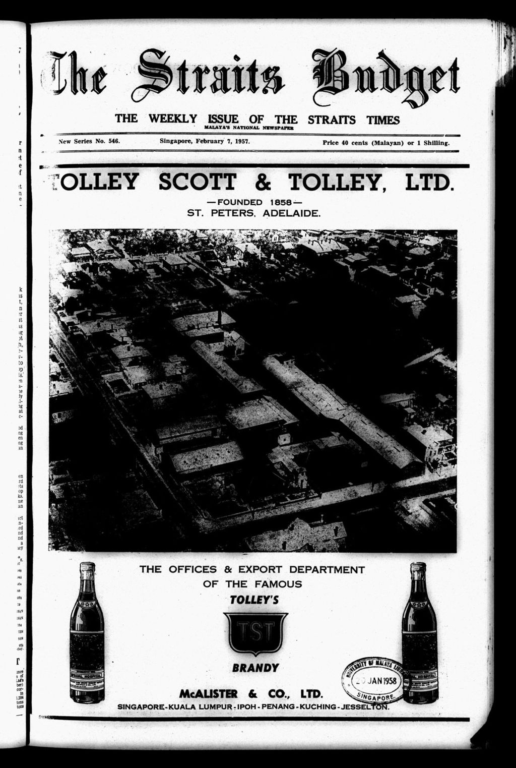 Miniature of Straits Budget 07 February 1957