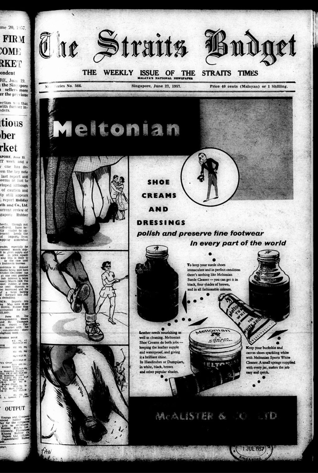 Miniature of Straits Budget 27 June 1957