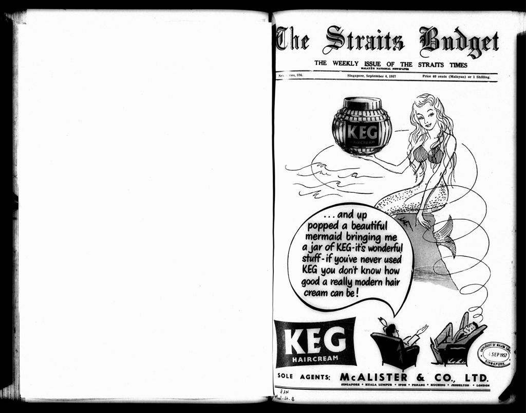 Miniature of Straits Budget 04 September 1957