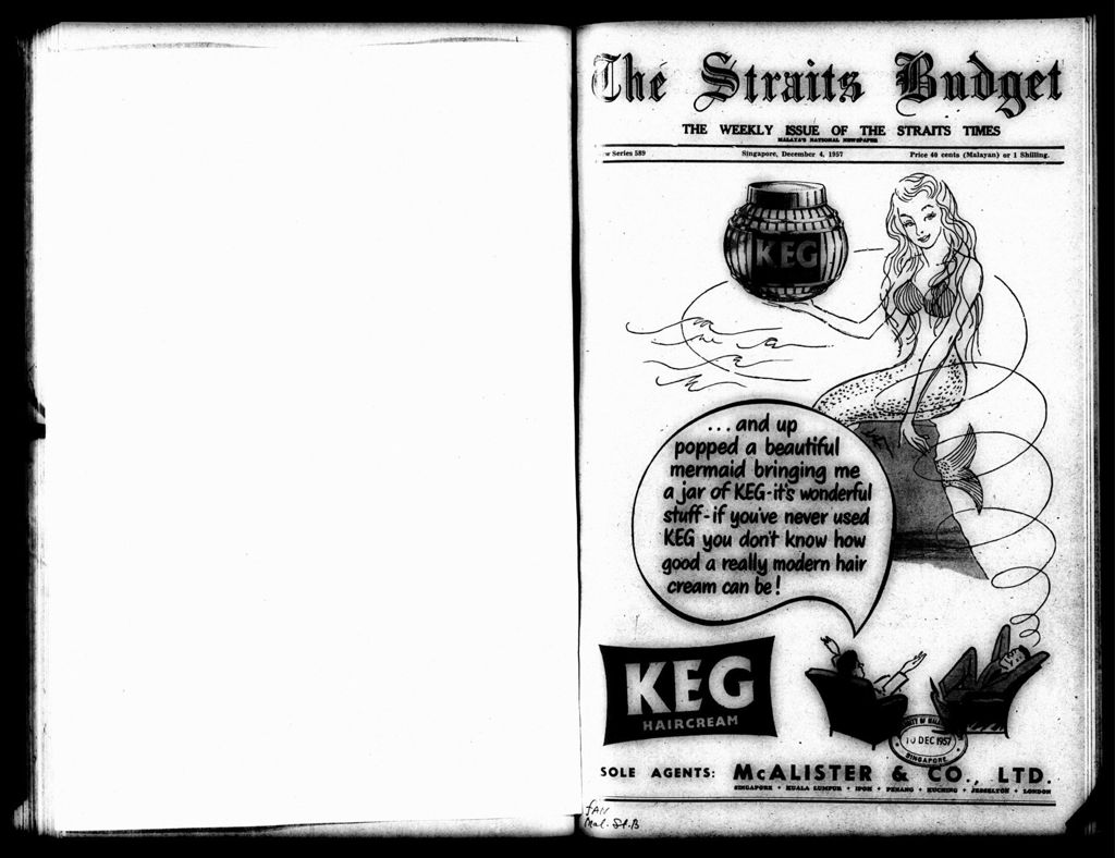 Miniature of Straits Budget 04 December 1957