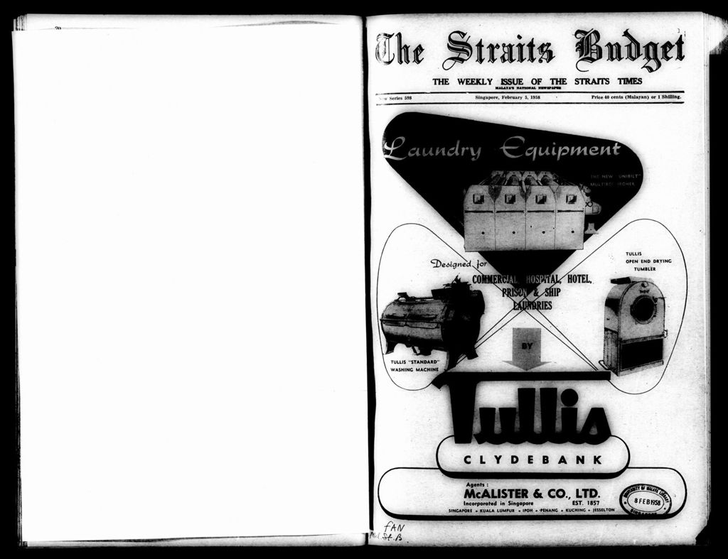 Miniature of Straits Budget 05 February 1958