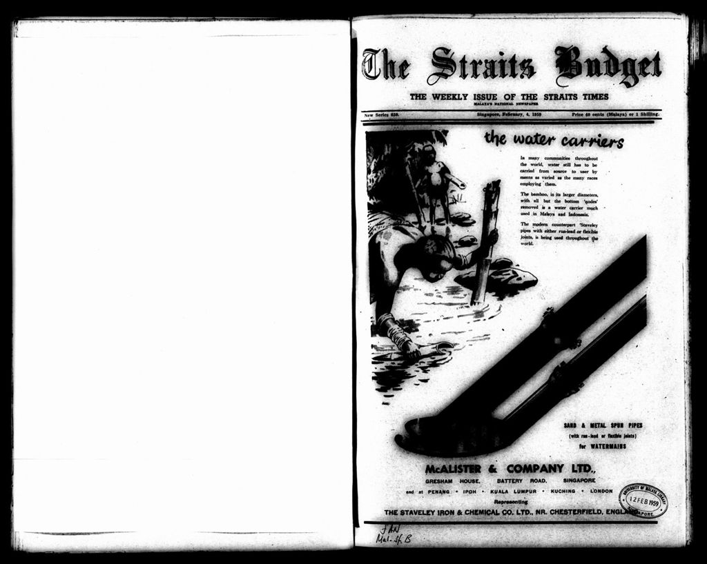 Miniature of Straits Budget 04 February 1959