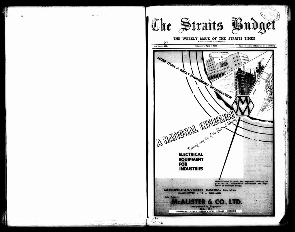 Miniature of Straits Budget 01 April 1959