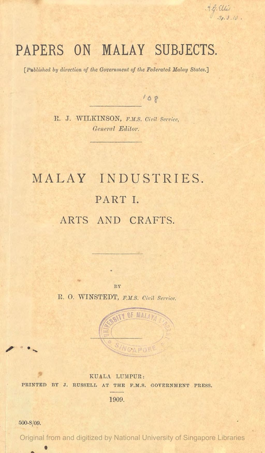 Miniature of Papers on Malay subjects. Series 1,  Part 1