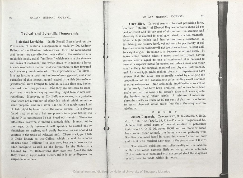 Miniature of The Malayan Medical Journal. Volume 9, Part 1. Medical and Scientific Memoranda