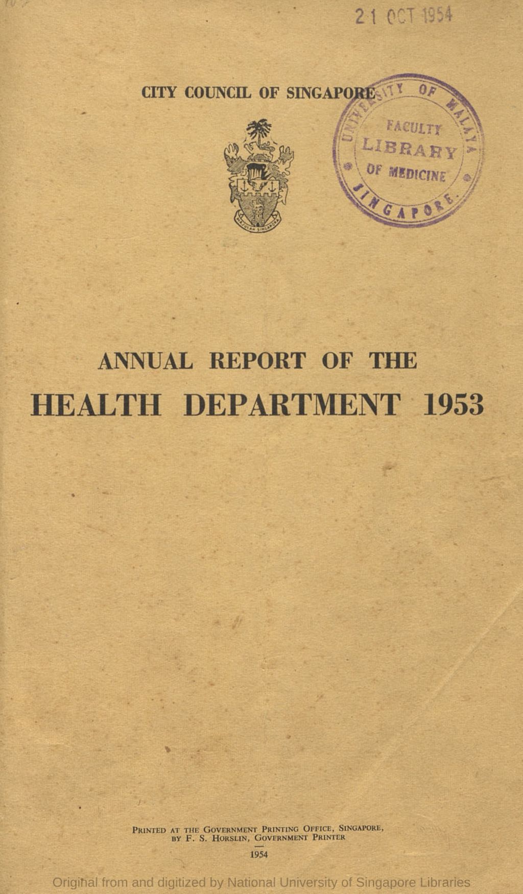 Miniature of Annual report of the Health Department, 1953