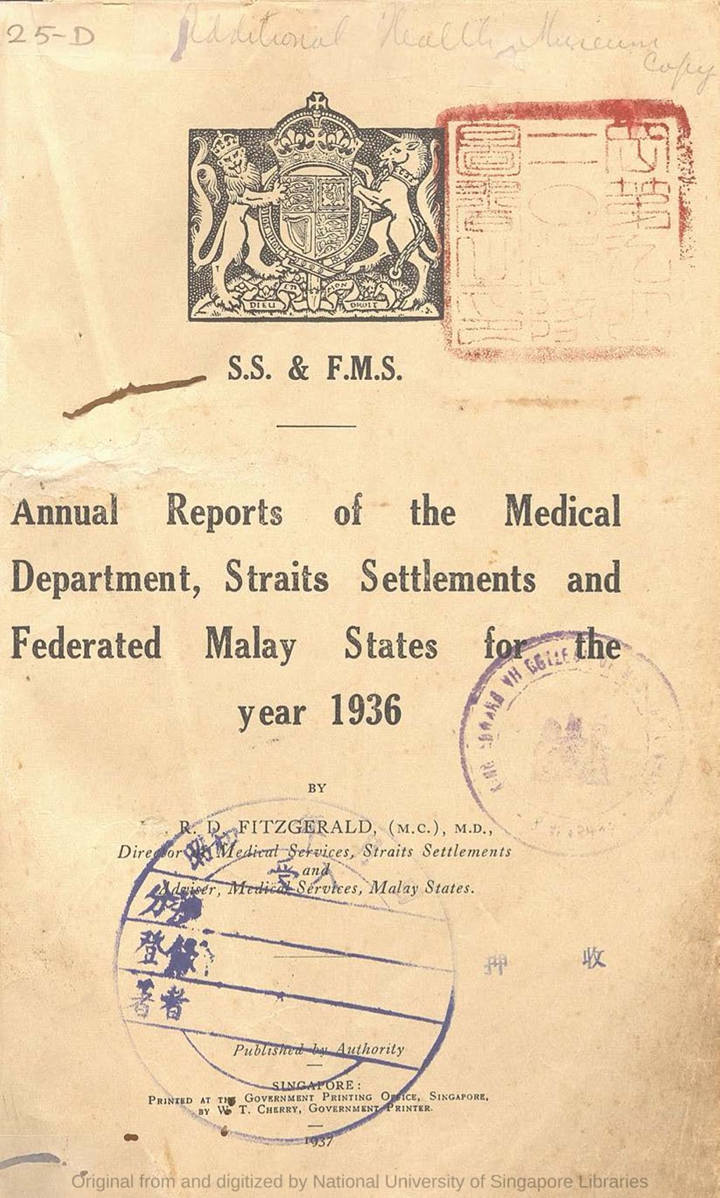 Miniature of Annual reports of the Medical Department, Straits Settlements and Federated Malay States for the year 1936