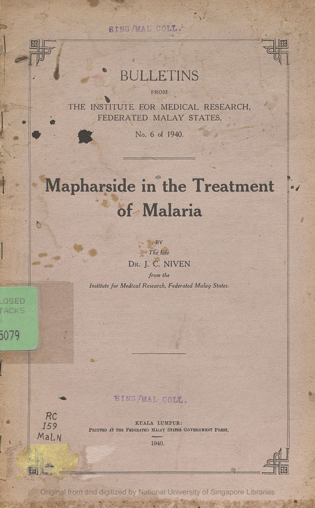 Miniature of Mapharside in the treatment of Malaria