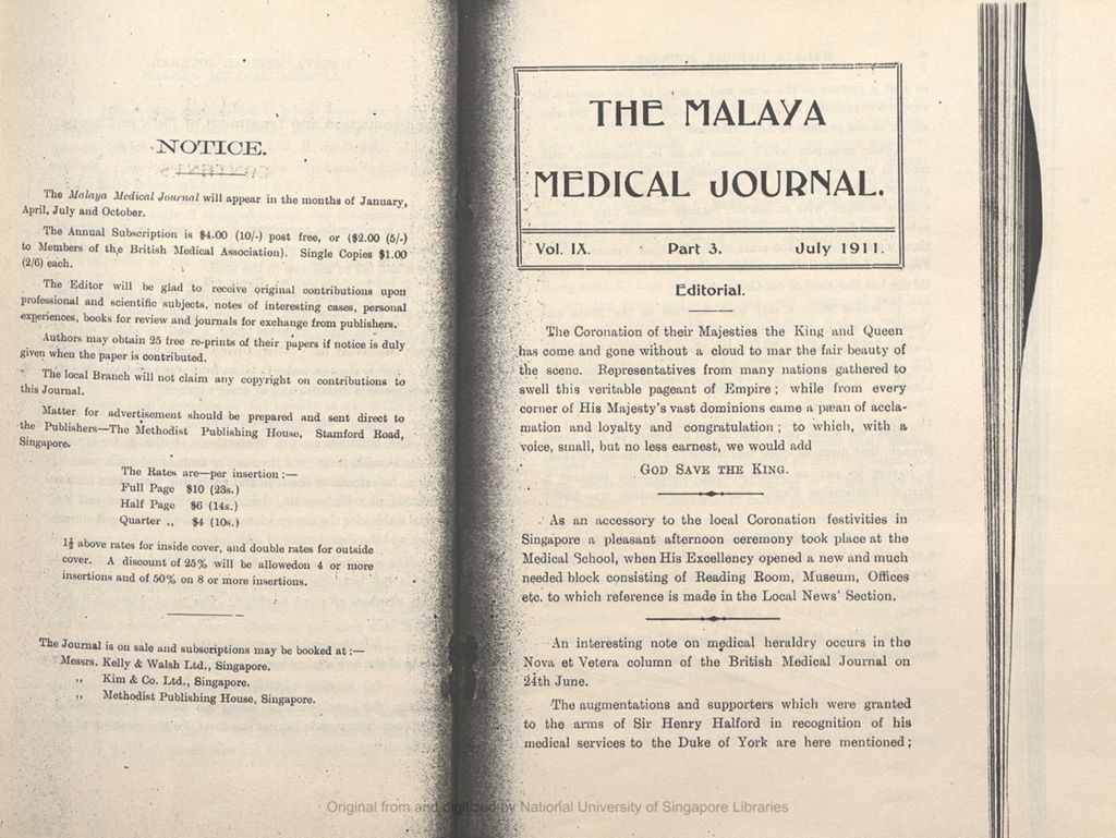 Miniature of The Malayan Medical Journal. Volume 9, Part 3. Editorial