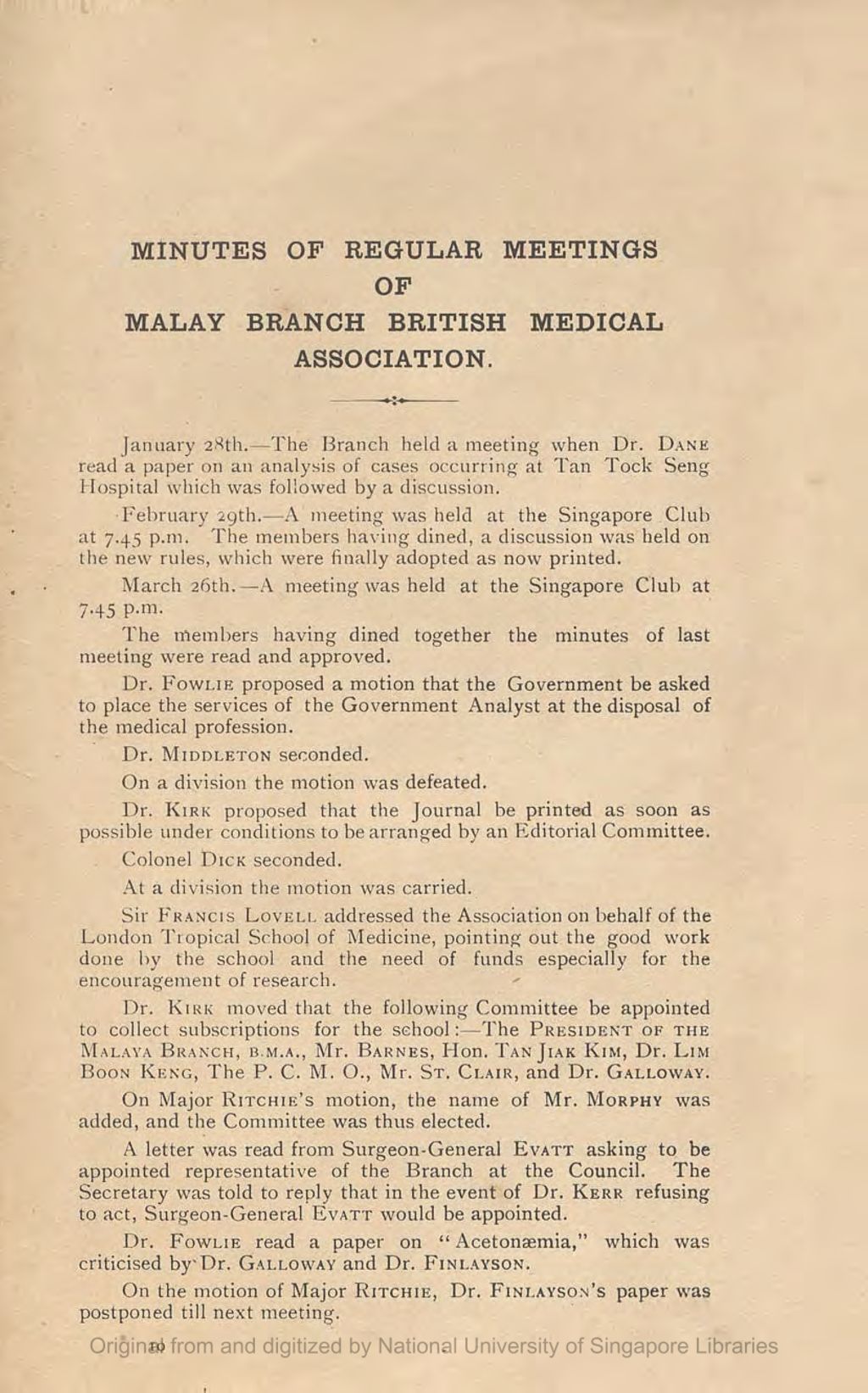 Miniature of Minutes of regular meetings of Malay branch British medical association:  : session 1904-05