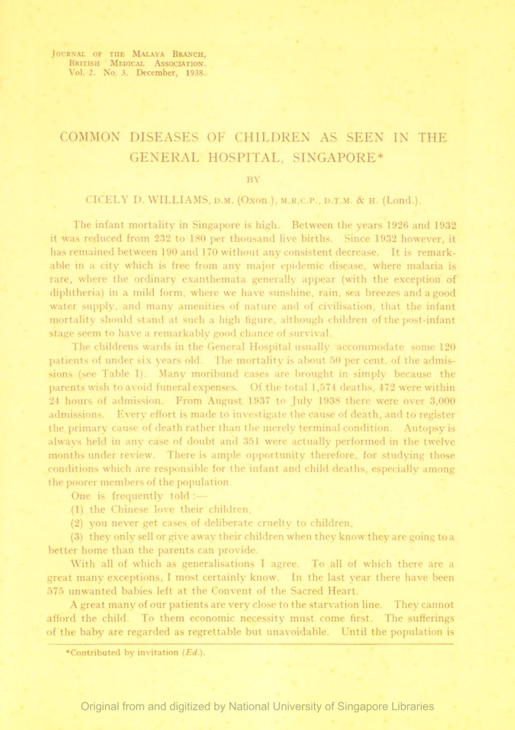 Miniature of Common Diseases of Children as seen in the General Hospital, Singapore