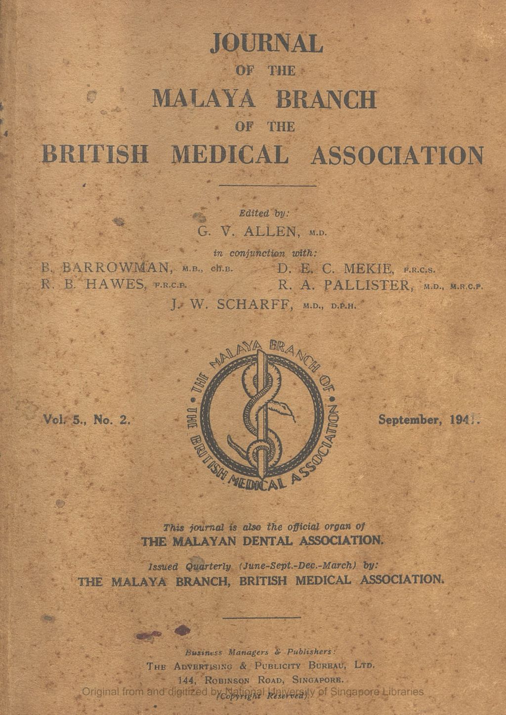 Miniature of Journal of the Malaya Branch of the British Medical Association. Volume 5, Number 2