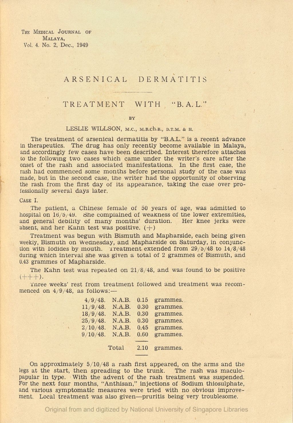 Miniature of Arsenical Dermatitis. Treatment with \B.A.L.\""