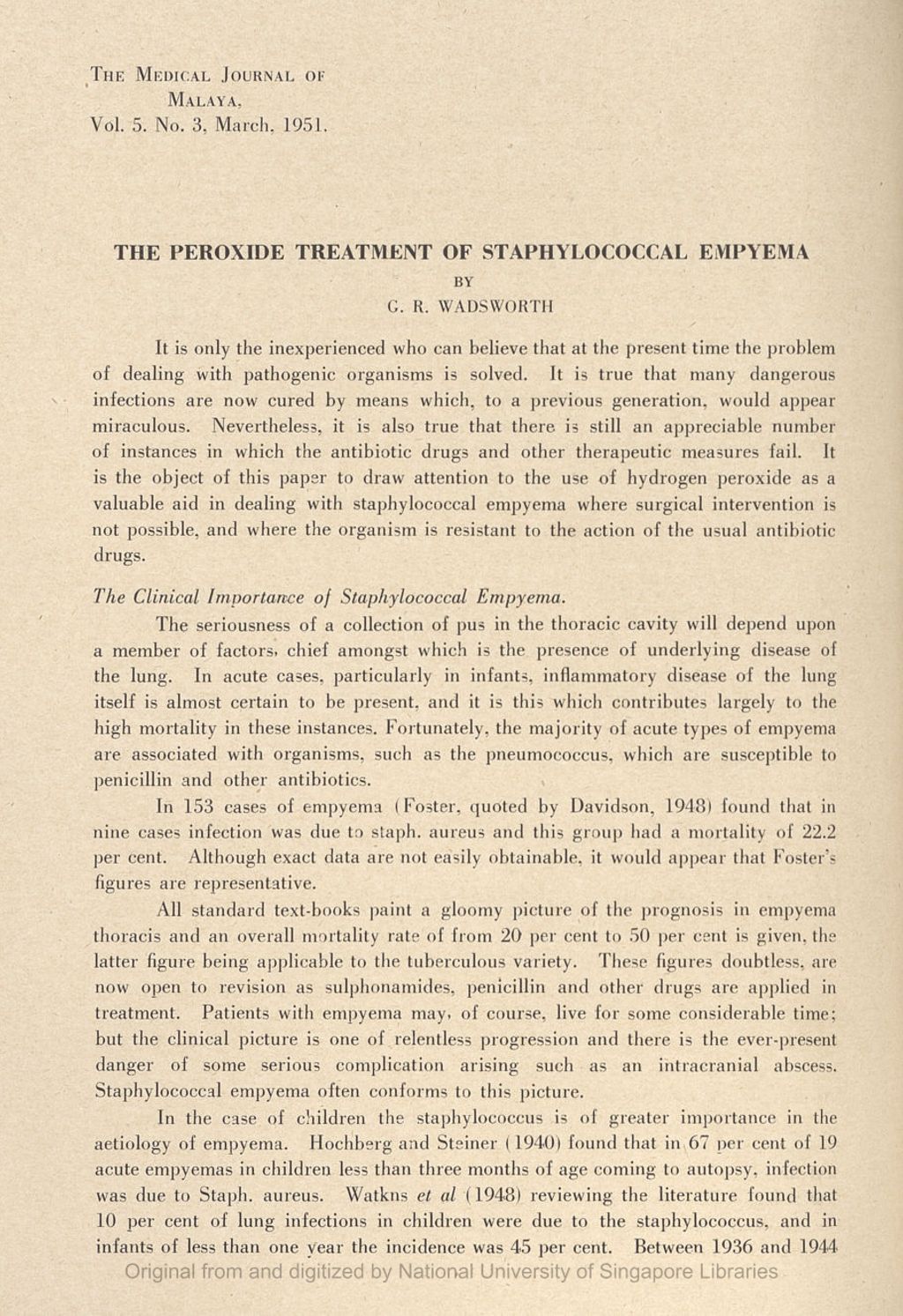 Miniature of The Peroxide Treatment Of Staphylococcal Empyema